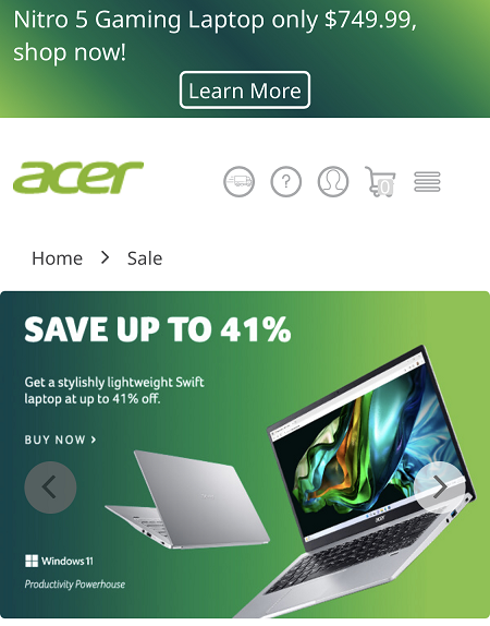 Кодове за отстъпка на Acer