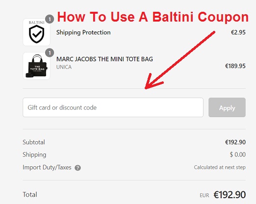 BALTINI Promo Code