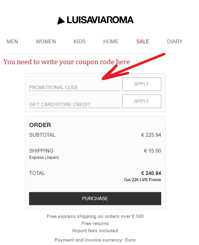 Code promotionnel LUISAVIAROMA