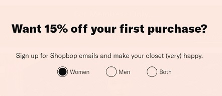 Códigos de cupom Shopbop