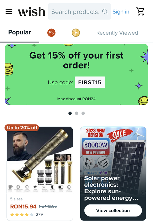 Wish.com kortingscode